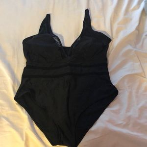 Black one piece vneck- never worn-size 18.  Bundle & save with 3 suits in closet